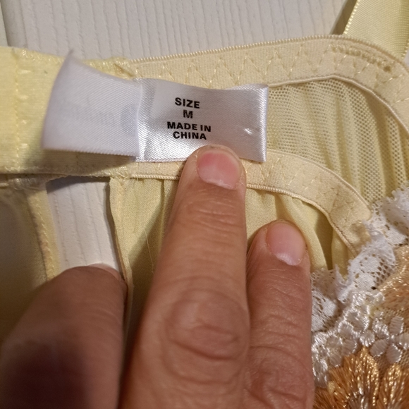 Enchanted Nighty yellow flower embroidery on cups  Size Med - Picture 2 of 4